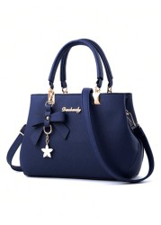 2pcs 1pc Women Solid Color Handbag Wallet Set With PU Leather Bow Pendant Zipper Closure Great Mother s Day Valentine s Day Gift Elegant Women Tote Bag Shoulder Bag Cross Body Bag Large Capacity Purse