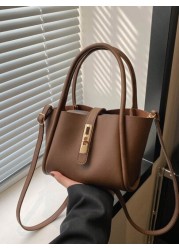 Women s New Solid Color PU Fashion Mother Handbag Versatile Cross Body Bag With Small Coin Purse