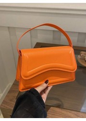 New Orange Ladies Solid Color PU Small Square Bag Simple And Stylish Handbag For Going Out And Versatile