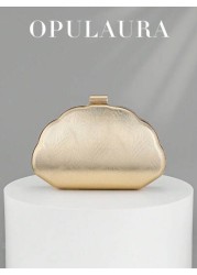 OpulAura Women s Simple Shell Shaped Luxury Leather Clutch Purse Elegant And Charming For Evening Gown Sparkling Night Use Handbag Formal Party Bag Romantic Wedding Bag Comes With Chain