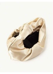 Elegant Solid Color Simple Design Taffeta Material Knot Pleated Cloud Clutch Bag For Party Prom Event