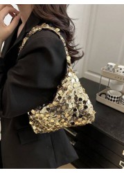 1pc Zippered Closure Sparkly Wristlet Bag Multicolor Sequin Design Europe US Style Creative Personality Cell Phone Shoulder Crossbody Bag Suitable For Party Gala Date Night For Women