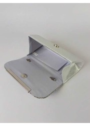 This Evening Bag Features A Sophisticated Design The Main Body Is Made Of Shimmering Silver Sequins That Glimmer And Shine Under Light Exuding A Luxurious And Glamorous Look The Classic Clutch Silhoue