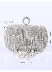 European And American Style Diamond Inlaid Fringe Clutch Bag Ring Handcrafted With Rhinestones Perfect For Evening Events