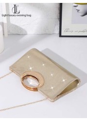 1pc Women s Elegant Glittering Evening Clutch Bag Glitter Material Shiny Handbag Charming Elegant Exquisite Luxury Sparkling Gold Suitable For Party Wedding Prom Dinner Banquet