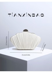 New Fashion High End Party Banquet Seashell Design Clutch Purse Pleated Lady s Hand Held Bag Evening Dress Handbag Formal Event Bag