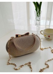 Elegant Fashionable Mini Evening Bag Shiny Clutch Purse Rhinestone Sparkly Evening Bag Metallic Chain Bridal Wedding Party Golden Bag Crossbody Handbag For Women Tready Party Bags Perfect For Party We