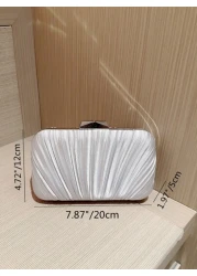 Women s Luxurious Pleated Chain Satin Box Clutch Bag Evening Bag