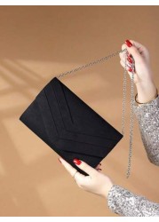 Luxury Evening Bag Glamorous Elegant Refined Alluring Quiet Luxurious Metal Edged Chain Square Velvet Bag Suitable For Ladies Party Girls Brides Perfect For Parties Weddings Galas Dinners Great Gift F