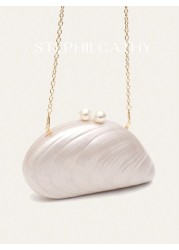 STEPHIECATHY Women s Fashion Glamorous Elegant Acrylic Clutch Magnet Closure Mussel Shell Shaped Handbag Fits Cellphone Long Chain Cross Body Evening Bag For Wedding Dinner Party Prom Banquet Gift Per