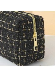 1pc Large Capacity Checkerboard Hand Woven Cosmetic Bag Portable Toiletry Organizer Travel Case For Travel Storage Bag Makeup Bag Cosmetic Bag Vacation Organizer Large Capacity Makeup Organizer Makeup