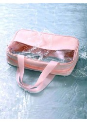 1 حقيبة مكياج PVC مقاومة للماء وللأسفار ، حافظة لفرش المكياج ومنظم، حقيبة مكياج شفافة بطبعات، إكسسوارات سفر صيف
