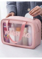 3 1pc Large Capacity Waterproof Toiletry Bag Double Layer Makeup Organizer Bag Multi Functional Travel Storage Pouch Cosmetic Brush Holder Suitable For Cosmetics Makeup Tools Skincare Products Eyebrow