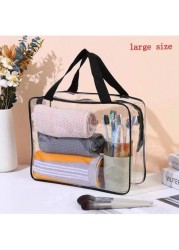 3Pcs Set Transparent Toiletry Bags Large Capacity Travel Organizer Storage Pouch Makeup Cosmetics Bag Multifunction Makeup Bag Beach Pool Spa Gym Bag Large Capacity Travel Toiletries Zipper Storage Ba