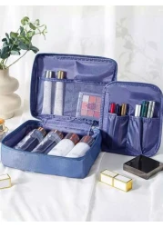 1pc Portable Travel Toiletry Bag Cosmetic Bag Large Capacity Waterproof Makeup Organizer Pouch Soft Dual Layer Cosmetic Bag Waterproof Makeup Bag Bathroom Decor Summer Makeup Organizer