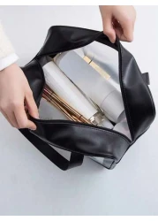 3 1pc Large Capacity Waterproof Makeup Bag Double Layer Cosmetic Bag Multifunctional Travel Organizer Bag Portable Toiletry Bag For Cosmetics Brushes Skincare Products Makeup Organizer