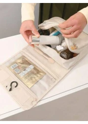 1pc Travel Makeup Bag Hanging Toiletry Bag Makeup Brush Holder Multi Functional Handbag Organizer Cosmetic Bag PVC Pouch Perfume Storage Box Makeup Organizer Essential For Summer Vacation Beach Bag Po