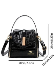 Women Patent Leather Handbag High Quality Lnterior Slot Pocket Leather Bucket Bag Female Shoulder Bag Luxury Brand Crossbody Bag