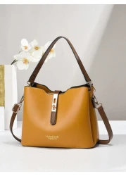 PLANEE Lightweight Business Casual Metal Decorative Bag Women s Lock Shoulder Crossbody Bag Large Capacity Suitable For Teen Girls Female College Students Rookies And White Collar Workers Very Suitabl