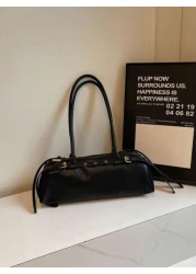 MINGHONG 1pc New Fashionable PU Casual Commuter Bag Minimalist Solid Color Retro Style Chic Shoulder Underarm Bag For Women Autumn Winter