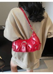 Niche Design Casual Versatile Minimalist Fashion PU Texture Shoulder Crossbody Handheld Crescent Bag