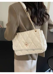 حقيبة كتف نسائية ذات حواف ناعمة ومطرزة بالماس خط لحقيبة وسادة كبيرة السعة محمولة أنيقة