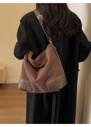 Fashion Casual Versatile Retro Solid Color Women Shoulder Bag