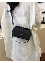 حقيبة يد عملية متعددة الوظائف وأنيقة، مصنوعة من قماش PU بلون أحادي مقاوم للماء، تصميم ديكوري بلون أحادي، تزيين