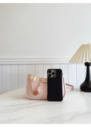 New Fashion Classic Joker Solid Color Pu Waterproof Fabric Shoulder Baguette Bag Strawberry Metal Chain Decorated Underarm Bag Elegant Handbag Business Commuter Bag Suitable For Travel Shopping Partie