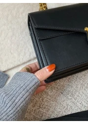 Lightweight Business Casual Metal Decor Flap Chain Square Bag For Teen Girls Women College Students Rookies White collar Workers Perfect for Office College Work Business Commute Outdoors Travel Outing