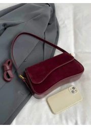 1pc Women Solid Color Matte Leather Backpack Shoulder Crossbody Saddlebag