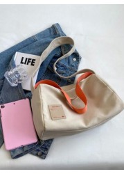 Fashionable Women s Shoulder Bag Casual Simple Large Capacity Adjustable Strap Tote Bag Zipper Closure Colorblock Cloth Bag Suitable For Daily Use College School Foldable Cross Body Handbag