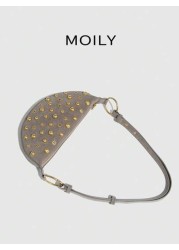 Street Punk Rivet Adjustable Shoulder Women s Crossbody Saddle Bag