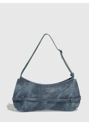 حقيبة كتف صغيرة بسيطة قابلة للاستخدام المتعدد لون أحادي قطعة واحدة من جلد البولي يوريثان بشريط معلق، حقيبة جل