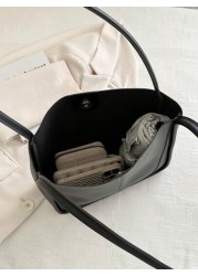 1 Pc Retro Plain Soft Surface Large Capacity Shoulder Bucket Bag Suitable For Women s Daily Casual Commuting Use Minimalist Style Women Bag