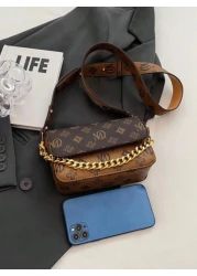 1 قطعة حقيبة كتف بسلسلة نسائية للاستخدام اليومي، مستوحاة من التصميم الرجعي، حقيبة كاجوال