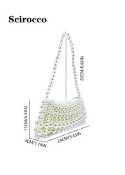 Pearl Handled Large Tote Bag With Bead Detail Shoulder Bag Or Underarm Bag