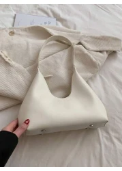 Lightweight Business Casual 1pc White Vintage Simple French Moon Shaped Armpit Bag Fashionable Elegant Shoulder Crossbody Bag For Women For Teen Girls Women College Students Rookies White Collar Worke