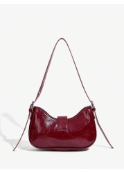 SHEIN ICON 1pc Rivet Decorated Punk Style Buckle Closure Y2K Fashion Women s Shoulder Bag Adjustable Strap For Teenagers Fashionable Burgundy Bag Valentines