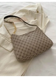 1pc Zipper Decorated With Metal Lock Floral Pattern Fashionable Versatile Casual Shoulder Bag Suitable For Women Daily Use