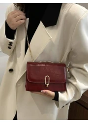 Mini Solid Color Glossy PU Leather Women Shoulder Bag Crossbody Bag Suitable For Women Shopping Work Office Outdoor And Daily Use