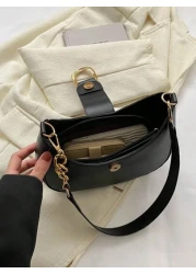 Lightweight Business Casual Small Zipper Hobo Bag Fashionable Black Metal Decor For Teen Girls Women College Students Rookies White Collar Workers Perfect For Office College Work Business Commute Outd