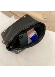 New Korean Style Fashionable Rhombus Pattern Shoulder Bag PU Chain Strap Tote Bag With Large Capacity For Women