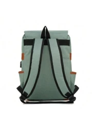 Korean Style Campus Travel Backpack With Vintage British Style Multi Functional Laptop Bag Dual Shoulder Leather Strap Decoration Rucksack Summer College Bag Dad School Bag Freshman Fashionable Casual