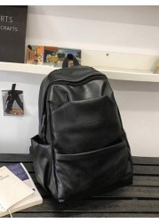 Men s Simple Functional Backpack Large Capacity Water Repellent Oil Wax Leather Material Multi Compartment And Multi Compartment Wear Resistant Backpack Sponge Buffer Zone On The Back Widened Comforta