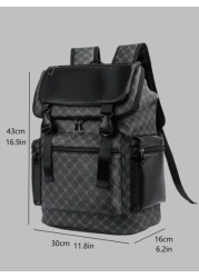 1pc Men s Fashion Backpack Casual Dual Shoulder Bag Korean Style Printed Water Resistant Large Capacity For Travel Laptop Hiking Black Floral Pattern PVC Gift For Men School Backpack Fashion Men s Bag