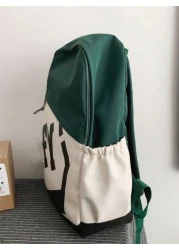 New Versatile And Fashionable Backpack Casual Contrasting Color Large Capacity Men s Backpack Printed Letter Student Bag 15 Inch Computer Bag 20L University Student Japanese Casual Travel Backpack Men