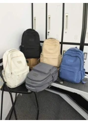  High Capacity Backpack For Teens Casual Nylon School Bag With Adjustable Strap Zipper Closure Polyester Lining Sewing Thread Detail Wet Wipe Clean 33 46inch Shoulder Strap Ideal For Outings