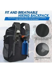 حقيبة ظهر للتخييم من النايلون المقاوم للتمزق والماء سعة 40 لتر، قابلة للطي خفيفة الوزن، مناسبة للرجال للسفر وا