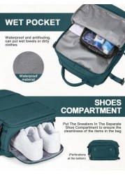 Large Capacity Carry On Backpack Waterproof Nylon Fabric Travel Backpack For Women Business Laptop Backpack Schoolbag For College Lightweight Short Distance Business Trip Duffel Bag With Shoe Compartm